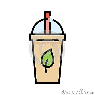 Bubble tea or Pearl milk tea filled icon Vector Illustration