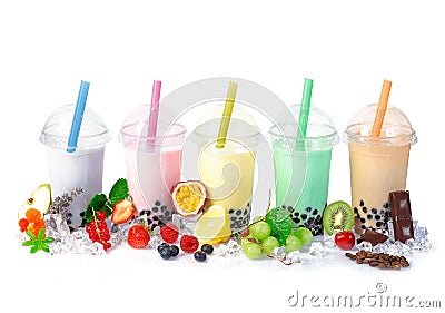 Bubble Tea in a row Stock Photo