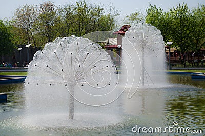 Bubble water fountain Stock Photo