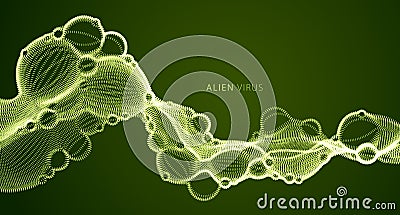 Bubbled abstract vector fluid particle flow, nano medical technology. Vector Illustration