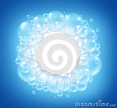 Bubbles blank circle in clean water Stock Photo