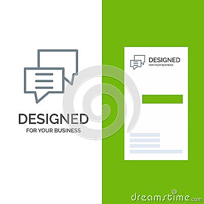 Bubbles, Chat, Customer, Discuss, Group Grey Logo Design and Business Card Template Vector Illustration