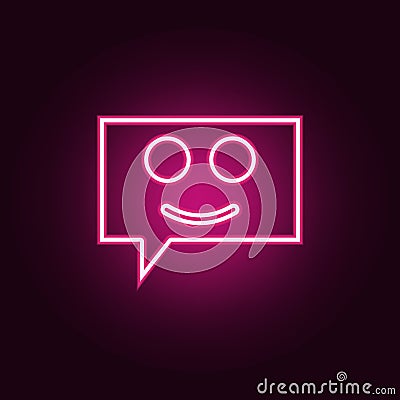 bubbles communicating with a smile icon. Elements of Web in neon style icons. Simple icon for websites, web design, mobile app, Stock Photo