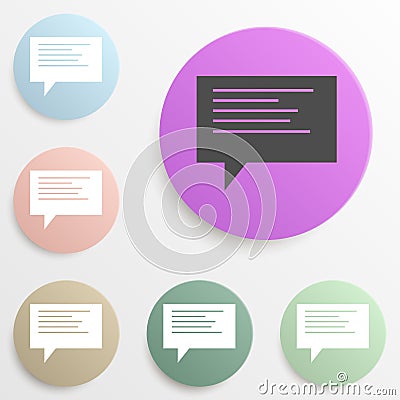 bubbles communicating with the text badge color set. Simple glyph, flat vector of web icons for ui and ux, website or mobile Stock Photo