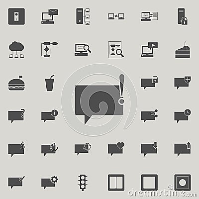 bubbles of communication with an exclamation mark icon. Detailed set of Minimalistic icons. Premium quality graphic design sign. Stock Photo
