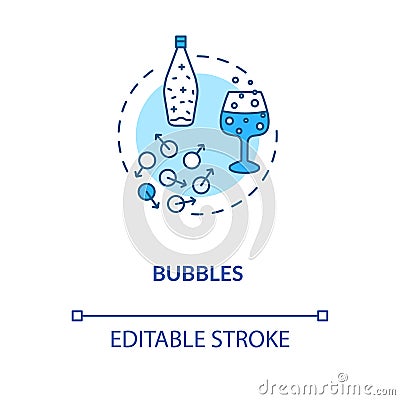 Bubbles concept icon. Fizzy drinks, winetasting advice idea thin line illustration. Spoiled alcohol beverage, still Vector Illustration