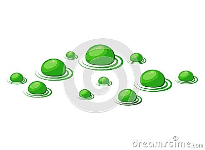 Bubbles green poison, toxic in witches brew isolated on white background Vector Illustration