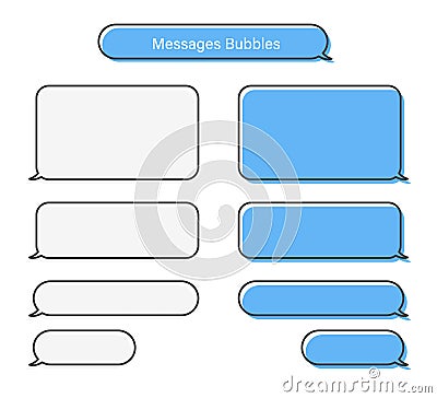 Bubbles messages chat speech vector isolated. Sms or mms bubble text. Communication elements Stock Photo