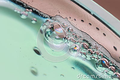 Bubbles in mouth wash liquid Stock Photo