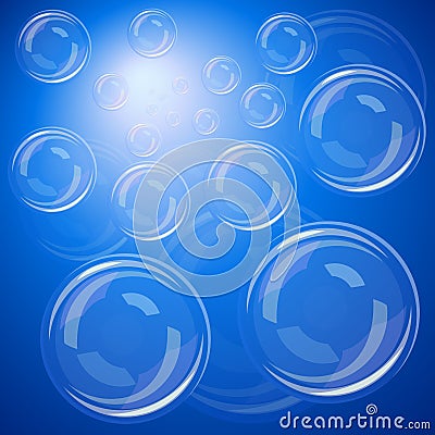 Bubbles over blue Vector Illustration