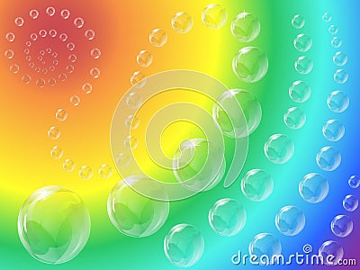 Bubbles with rainbow background Stock Photo