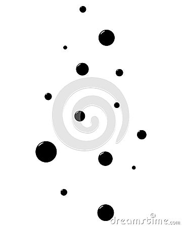 Bubbles. Silhouette. Little black balls rise up. Vector illustration. Outlines on an isolated background. Vector Illustration