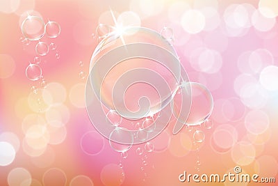 Bubbles soap on pink background. Vector Illustration