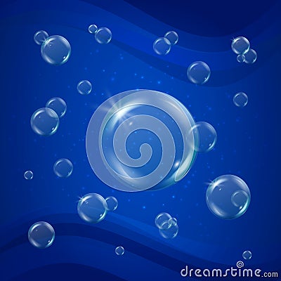 Bubbles in sunny water with waves Vector Illustration