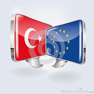 Bubbles with Turkey and Europe Vector Illustration