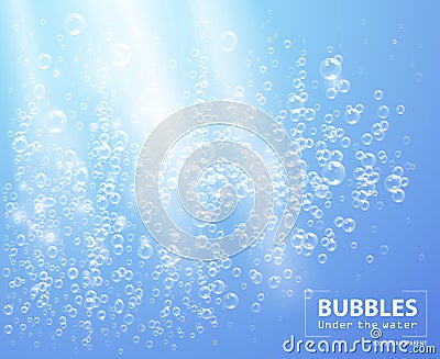 Bubbles under water vector illustration on blue background Vector Illustration