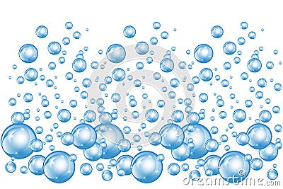 Bubbles underwater texture isolated on white background. Fizzy sparkles in water, sea, ocean. Undersea illustration Vector Illustration