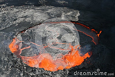 Bubbling Erta Ale lava lake Stock Photo