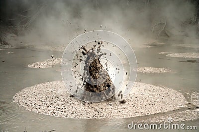 Bubbling mud in Rotorua Stock Photo