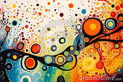 Bubbling Ooze and Swirling Circles: A Vibrant Oil Painting of Ab Stock Photo