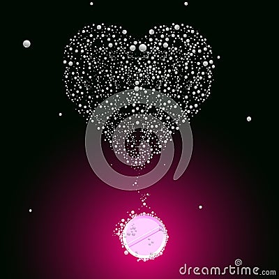 Bubbling valentine pill Vector Illustration