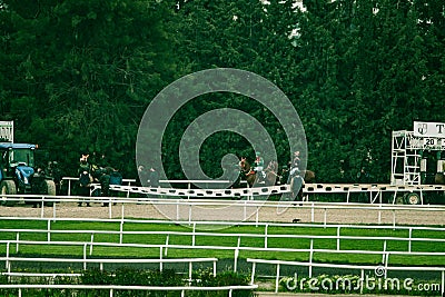 While horses race at the hippodrome Editorial Stock Photo