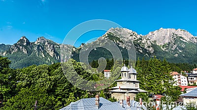 Bucegi Mountain view from Busteni Stock Photo