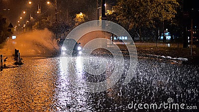 Bucharest city after heavy rain during the summer time Stock Photo