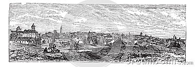 Bucharest, city, Romania, vintage engraving Vector Illustration