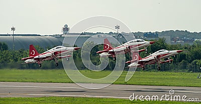 Bucharest international air show BIAS, Turkish Stars air force team demonstration Editorial Stock Photo