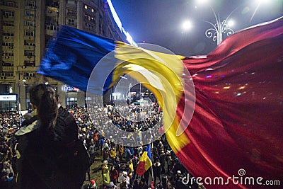 Bucharest protest against the government Editorial Stock Photo