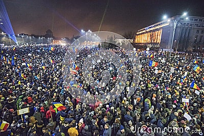 Bucharest protest against the government Editorial Stock Photo