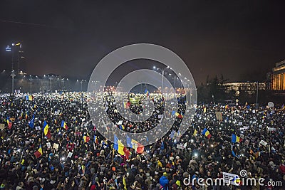 Bucharest protest against the government Editorial Stock Photo