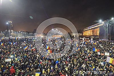 Bucharest protest against the government Editorial Stock Photo