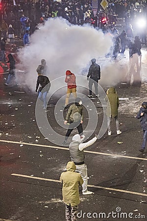 Bucharest protest against the government Editorial Stock Photo