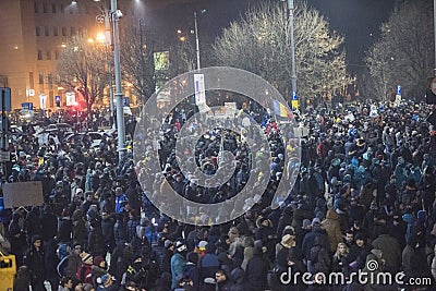 Bucharest protest against the government Editorial Stock Photo