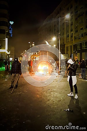 Bucharest protest against the government Editorial Stock Photo