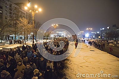 Bucharest protest against the government Editorial Stock Photo