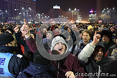Bucharest protest against the government Editorial Stock Photo
