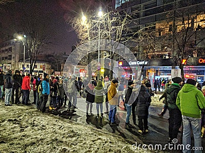 Bucharest protest January 2017 piata victoriei Editorial Stock Photo