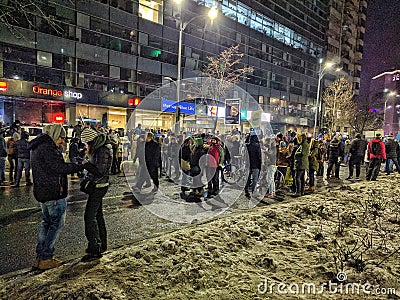 Bucharest protest January 2017 piata victoriei Editorial Stock Photo