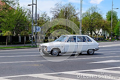 Bucharest, Romania, 24 April 2021 Old retro white French Renault 16 TL classic car parked in a street in a sunny spring day Editorial Stock Photo