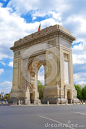 Bucharest Romania. Arc de Triomphe Editorial Stock Photo