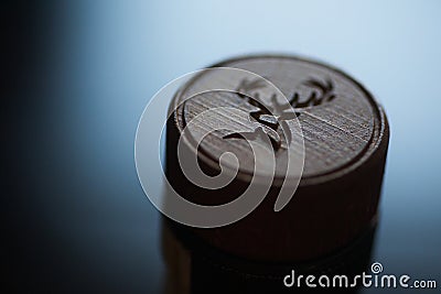 Bucharest, Romania - August 13, 2018: Illustrative-editorial detail on the stopper of a Glenfiddich whisky bottle, in Bucharest, Editorial Stock Photo