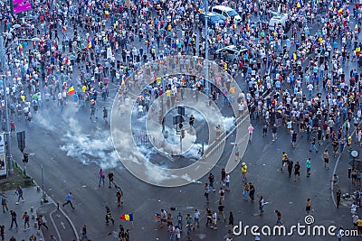 Diaspora protest in Bucharest against the government. Editorial Stock Photo