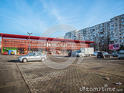 Carrefour express market convenience store chain in Drumul Taberei district, in Bucharest Editorial Stock Photo