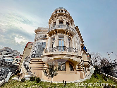 Bucharest, Romania - February 2021: The Astronomic Observatory Admiral Vasile Urseanu building during a cloudy day Editorial Stock Photo