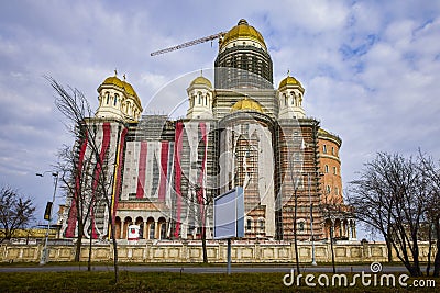Bucharest Romania, February 14, 2022, the Cathedral of the Salvation of the Nation, is the largest church in Romania and one of Editorial Stock Photo
