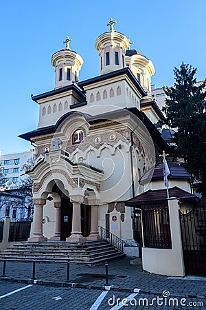 Bucharest, Romania, 2 January 2021: Boteanu Orthodox Church (Biserica Ortodoxa Boteanu) in the old city center Editorial Stock Photo