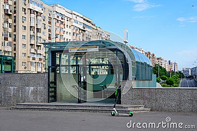 Bucharest, Romania - 5 June 2021: Main entry to Piata Muncii metro station Editorial Stock Photo